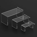 HIIMIEI Acrylic Risers for Display Clear 3-Tier Risers Stands Showcase for Amiibo Funko Pop Figures, Dessert, Jewelry-8.4"x 6.3"x 4.3" (2 Sets) by CozyNest Decor