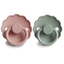 FRIGG Daisy SilkySoft Silicone Baby Pacifier | Made in Denmark | BPA-Free (Blush/Sage, 6-18 Months) by TinyTreasures Baby Boutique