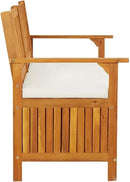 vidaXL Patio Storage Bench 58.3" - Solid Acacia Wood with Cream White Cushion - Versatile Wooden Bench for Indoor and Outdoor Use - with Ample Storage Space by CozyNest Decor