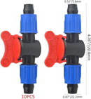 10Pack 1/2 Inch Drip Irrigation Shut-Off Valve Universal Drip Irrigation Tubing Coupling Valve Drip Connector Fitting Compatible with 16 to 17 mm Drip Tape Tubing Sprinkler System (Blue Red) by GreenHaven Gardens