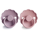 FRIGG Daisy SilkySoft Silicone Baby Pacifier | Made in Denmark | BPA-Free (Baby Pink/Soft Lilac, 6-18 Months) by TinyTreasures Baby Boutique