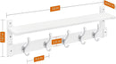 Homode Coat Rack With Wall Shelf, 29" Wooden Entryway Floating Shelf With Hooks Underneath, Hanging Coat Hanger for Bathroom, Living Room, Bedroom, Hallway, White by CozyNest Decor