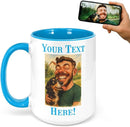 Personalized Coffee Mug, Custom Photo Caricature Gift, Funny Customized Coffee Gift for Men & Women, Custom Mugs with Pictures, Light Blue 15oz Customized Ceramic Tea Cup by TinyTreasures Baby Boutique