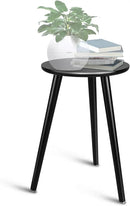 Uneedem Indoor Plant Stand Wood Mid Century Plant Stand for Indoor Plants, Modern Plant Table,Tall Plant Holder for Flower Pots, Small Round Side Table, End Table (B2-Black,High: 16.5") by GreenHaven Gardens
