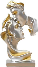 Couples Kiss Sculpture,Abstract Art Couple Sculpture Home Furnishing Resin Statue Decoration Romantic Statue Used for Home Decoration, Wedding, Gift.Silver by CozyNest Decor