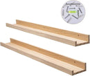 AZSKY Floating Shelves Wall Mounted Set of 2 Natural Wood Picture Shelves Wall Shelves for Bedroom Bathroom Living Room Kitchen Laundry Room Storage & Decoration 24 Inch by CozyNest Decor