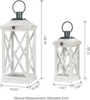 Glitzhome Mondern Farmhouse Wooden Lantern Hanging Decorative Candle Lantern for Outdoor & Indoor Wash White Set of 2 (No Glass) by CozyNest Decor