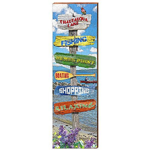 Chautauqua Lake, New York Wooden Sign | Wall Art Print on Real Wood 