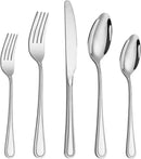 40 Pcs Silverware Set for 8 with Simple Striped Handle Design, Food Grade Stainless Steel Flatware Set, Eating Utensils Sets Include Fork/Knife/Spoon, Reusable Cutlery Set, Dishwasher Safe by CozyNest Decor