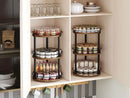 Spice Rack, Set of 2 Lazy Susan Organizer, 3-Tier Turntable Organizer For Cabinet, Compact and Versatile, for Kitchen Countertop, Rustic Brown SR23L2BR by CozyNest Decor