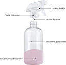 HOMBYS 8 Oz Empty Clear Glass Spray Bottles with Silicone Sleeve Protection Refillable Containers for Cleaning Solutions, Essential Oils, Misting Plants - Quality Sprayer - 3 Pack Boston Bottles by GreenHaven Gardens