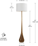 GLOBE Electric Novogratz x Harrington 65" Floor Lamp, 2-Tone Faux Wood Base, White Fabric Shade, Socket Rotary Switch 67225 by CozyNest Decor