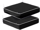 PNP FKJP 2 Pack Outdoor Chair Cushion 20" X 20" X 4", Waterproof Outdoor Seat Cushions with Non-Skid Ties, Black (Cushion + Cover)