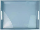 Light Blue Decorative Tray, Rectangular Large Serving Tray with Handles, Plastic Coffee Table Tray for Ottoman, Living Room, Kitchen Tabletop, 15.7” x 11.8” x1.6” by CozyNest Decor