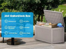 267 Gallon Deck Box Large Outdoor Storage for Patio Furniture,Outdoor Cushions,Garden Tools and Pool Supplies,Waterproof,Resin,Lockable(Grey Rattan) by CozyNest Decor