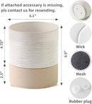 Nihow Self Watering Plant Pot: 6 Inch Ceramic Planter with Drainage Hole & Water Storage Plus for Indoor & Outdoor Plants - Cylinder Round Flower Pot for Succulent/Herbs/Violets - Cream White & Brown by CozyNest Decor