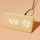 OCT17 Wooden Alarm Clock, Wood Alarm Clock Smart LED Digital Clock for Bedroom/desks, Upgraded with Time Temperature, Adjustable Brightness and Voice Control, Humidity Displaying - Bamboo by CozyNest Decor