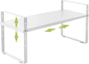 Expandable Cabinet Shelf Organizer Rack, Stackable Kitchen Counter Storage Shelves Stand, Adjustable Height Pantry Shelf Spice Rack (White, 1 Pack) by CozyNest Decor