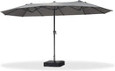 PURPLE LEAF 14ft Patio Market Umbrella Outdoor Double-Sided Umbrella with Base and Crank Rectangle Table Umbrella for Pool Deck Garden, Grey by GreenHaven Gardens