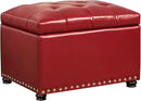 24'' Leather Storage Ottoman Rectangular Foot Rest Stool with Nailhead Trim for Bedroom Living Room(Red) by CozyNest Decor
