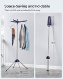 SONGMICS Clothes Drying Rack, 59-Inch High Folding Laundry Drying Rack with 3 Rotatable Arms for Hangers, 4 Legs, Stainless Steel, for 27 Pieces of Clothes, Blue and Silver ULLR510Q01 by TinyTreasures Baby Boutique