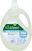 Biokleen Free & Clear Natural 3X Concentrated Liquid Laundry Detergent, 300 Loads, Plant-Based, Hypoallergenic, Removes Stains & Fights Odors, Dye Free, Unscented by TinyTreasures Baby Boutique