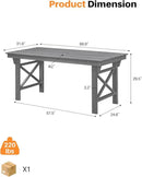 HDPE Outdoor Dining Table, 66.9” Rectangle Patio Dining Table for 6, All-Weather HDPE Outdoor Table with 2.2” Umbrella Hole, HDPE Patio Furniture for Deck, Backyard, Garden, Pool, Smoke Gray by CozyNest Decor