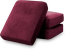 PrinceDeco Stretch Couch Cushion Covers Fitted Individual Seat Couch Slipcover Sets Velvet Fabric Soft Slip Cover for Chair Sofa Cushion Furniture Protector(Each Width Up to 29.5",Burgundy) by CozyNest Decor