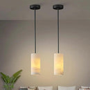 Alabaster Pendant Light Kitchen Island, H-9.5in Black Pendant Light Fixtures with Natural Marble Shade, Adjustable Ceiling Pendant for Dining Room, Living Room, Bedroom & Bathroom by CozyNest Decor