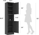 67" Tall Bathroom Storage Cabinet, Narrow Metal Floor Cabinet with 2 Doors and Adjustable Shelves, Freestanding Metal Locker for Laundry, Kitchen, Dining Room by CozyNest Decor