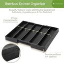 Purawood Kitchen Drawer Organizer - Expandable Utensil Organizer for Kitchen, Cutlery Tray & Silverware Organizer, 3-5 Slots - Bamboo Drawer Organizer for Utensils & Flatware (Black) by CozyNest Decor