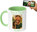 Personalized Coffee Mug, Custom Photo Caricature Gift, Funny Customized Coffee Gift for Men & Women, Custom Mugs with Pictures, Light Green 11oz Customized Ceramic Tea Cup by TinyTreasures Baby Boutique