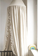 Bed Canopy with Frills Reading Nook Game Tent for Kids Boho Hanging Net Play Room Decor(Beige) by TinyTreasures Baby Boutique