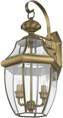Livex Lighting 2251-07 Monterey 2 Light Outdoor Bronze Finish Solid Brass Wall Lantern with Clear Beveled Glass, 20.25" x 10.5" x 20.25" by GreenHaven Gardens
