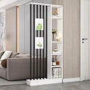 Wall Room Divider, Storage Cabinet Storage Display with Shelves, Modern Freestanding Wood Room Divider Screen, Wall Privacy Screens for Home Decorative (White+Black,35.4" L x 9.5" W x 79.5" H) by CozyNest Decor