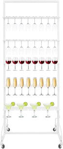 40 Slots Champagne Holder Stand for Party, Wine Glass Display Wall Holder, Stable Wine Glass Stemware Rack for Bar, Wedding, Party (White) by CozyNest Decor