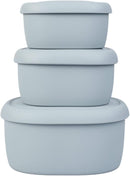 BLUE GINKGO Nesting Silicone Containers - Set of 3 Hard-Shell Silicone Food Storage Containers | BPA Free, Airtight, Dishwasher and Freezer Safe (6.7oz, 10oz, 20oz) - Grey by TinyTreasures Baby Boutique