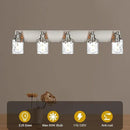BONLICHT 5 Lights Sconces Wall Lighting Brushed Nickel with Hammered Glass Shade, Industrial Bathroom Light Fixtures Vanity Lights Porch Light Fixtures Classic Metal Wall Mount Lamp Over Mirror by CozyNest Decor