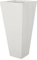 Christopher Knight Home Jorine Tapered Planter, Cast Stone Plant Pot, Lightweight Concrete Urban Planter, Standing Urn, Patio Garden Pot for Entryway Poolside, No Assembly Needed, 13" Matte White by CozyNest Decor