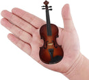Wooden Miniature Violin Model, 5.5in Mini Musical Instrument Replica Model Handmade Display Accessory with Bow and Case for Room Home Office Decoration Ornament Craft Birthday Gift by TinyTreasures Baby Boutique