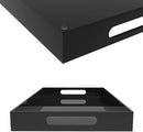 Black Acrylic Serving Tray for Vanity, Bathroom, Ottoman, Organizer and Decor with Handles (Rectangle, Large) by CozyNest Decor