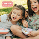 GoBe Kids Small Snack Spinner Slide Bundle with Hand Strap and Sticker Sheet - Reusable Snack Container with 5 Compartment Dispenser and Lid | BPA/PVC Free | Dishwasher Safe | No Spill - Coral Pink by TinyTreasures Baby Boutique
