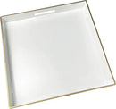 White Decorative Tray, Square Serving Tray with Handles, Plastic Coffee Table Tray for Ottoman, Living Room, Kitchen Tabletop, 13"x13"x1.6" by CozyNest Decor