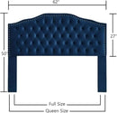 24KF Upholstered Button Tufted Queen Headboard with Nailhead Trim, Soft Velvet Fabric Headboard Queen/Full WM-6031-Q-NAVY by CozyNest Decor