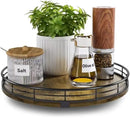 Lazy Susan Turntable Organizer for Table Top, 10’’ Round Wooden Lazy Susan for Cabinet Kitchen Countertop Pantry Dining Coffee Table for Condiments Spices, Rustic Bathroom Vanity Tray for Soap Candle by CozyNest Decor