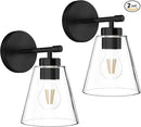 Hamilyeah Black Bathroom Sconces Wall Lighting, Farmhouse Wall Sconces Set of 2, Industrial Black Sconces with Clear Glass Shade for Living Room, Kitchen, Hallway by CozyNest Decor