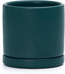 D'vine Dev 4.6 Inch, Ceramic Planter Pot with Drainage Hole and Saucer, Indoor Cylinder Round Planter Pot, Teal, 94-O-B-9 by GreenHaven Gardens