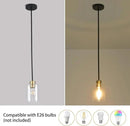 Black Brass Pendant Lights Kitchen Island - Clear Glass Pendant Light Fixture Multiple Stems Rods 3 Units 12 Inch 3 Units 4 Inch (1 Pack Black Brass Downrod) by CozyNest Decor