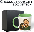Personalized Coffee Mug, Custom Drawing Portrait Gift, Funny Customized Coffee Gift for Men & Women, Custom Mugs with Pictures, Light Green 11oz Customized Ceramic Tea Cup by TinyTreasures Baby Boutique