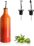 Sweejar Ceramic Olive Oil Dispenser Bottle, 20 Oz EVOO Oil and Vinegar Dispensing Bottle with Spout for Kitchen, Set of 1, 24 Fl Oz (Gradient Orange) by CozyNest Decor